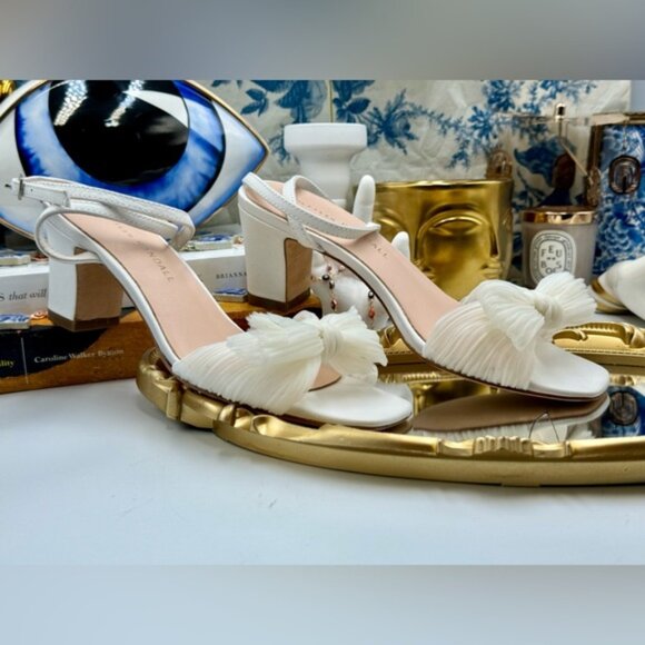 🆕 LOEFFLER RANDALL 🧿 NWOT Kimora White Pleated Bow Heel, Sz 6.5 - Picture 11 of 16